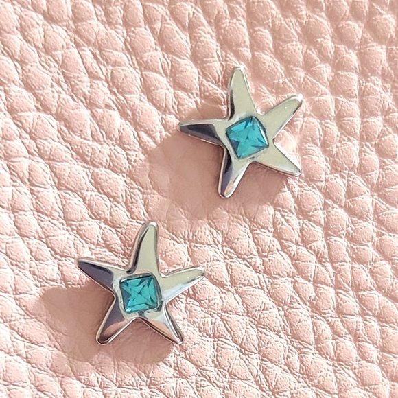 Starfish Earrings/Silver/Aqua/Turquoise/Cute Starfish Earrings/Studs/Gift - Picture 6 of 13